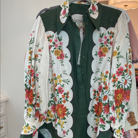 Alemais Dark Green Floral blouse US size 4 - Picture 1 of 7